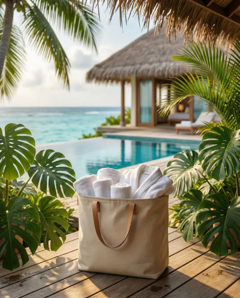 Staff holding laundry